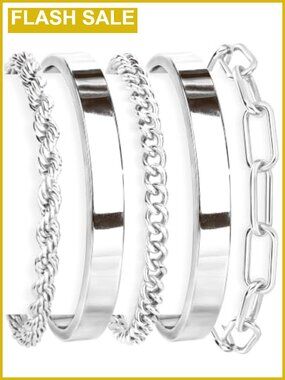 14K Gold Plated Sterling Silver Cuff Bracelet Set Stackable